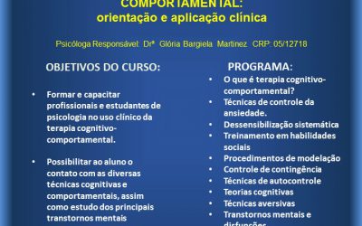 CURSO DE FORMAÇÃO EM TCC: Orientação e aplicação clínica
